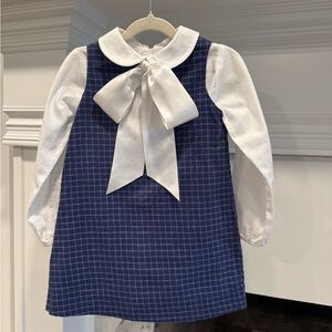 The Bailey Boys Navy Dress with White Bow Blouse, Size 4
